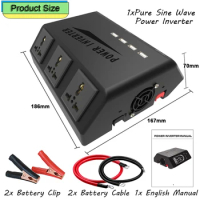 Pure SineWave Portable Inverter Car Power Inverters Voltage Transformer 1000W Car Power Converter USB Rechargeable LCD Display