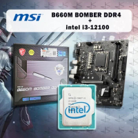 NEW MSI B660M BOMBER DDR4 + intel Core I3 12100 CPU Suit Socket LGA 1700 /Micro ATX/without cooler