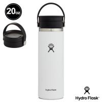 Hydro Flask 20oz/592ml 寬口旋轉咖啡蓋保溫瓶 經典白