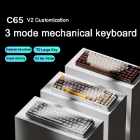 3-mode Mechanical Keyboard C65 2.4G Wireless Bluetooth Wired RGB Backlight PBT Hot Swap Gasket Structure Gaming Game Keyboard