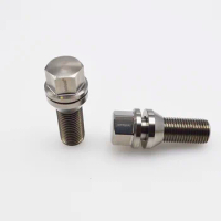 Silver high performance Gr5 titanium wheel bolt with removable conical washer M14*1.5*28mm