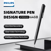 PHILIPS VoiceTracer VTR5910 64GB Voice Recorder Pen Digital Audio Mini Voice Activated AI Noise Redu