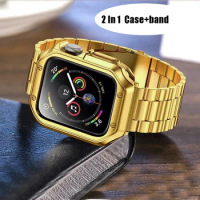 For apple watch ultra 2 49mm 9 8 7 45mm 41mm band + TPU case stainless steel bracelet iwatch 6 5 4 se 44mm 40mm 3 42mm 38mm band