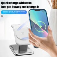 25W 3 in 1 Wireless Charger Magnetic Wireless Charging Stand for iPhone15 14 13 12 11 XSMAX 8 Apple Watch Airpods Charger Holder