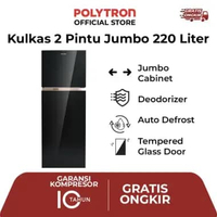 Kulkas POLYTRON Belleza JUMBO 2 Pintu 220 Liter PRW 23MNX 220 Litres black