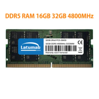 Latumab Memoria RAM DDR5 16GB 32GB 4800MHz 64GB(2x32GB) Laptop Memory SODIMM PC5-38400 262Pins 1.1V DDR5 Notebook RAMs