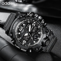 ADDIES Men’s Military Watch Dual-Display Waterproof Sports Digital Watch Big Wrist for Man with Alarm