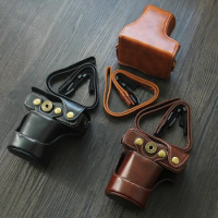 Roadfisher Vintage Retro PU Leather Camera Bag Pouch Protection Case Sheath Cover Shoulder Belt For Canon EOS M100 M10 M2 M M200