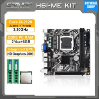 SZMZ H61 PC Motherboard LGA 1155 Kit with Core i3 2120 CPU and 2*4GB DDR3 memory plate pc gamer placa mae LGA1155 with NVME port