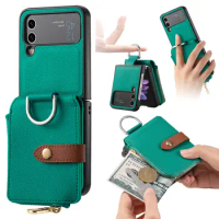 Portable Wallet Bag Leather Case for Samsung Galaxy Z Flip 5 4 3 Flip4 Flip5 Flip3 Flip 2 Flip2 Phone Accessories Capa