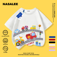 【เสื้อเด็กgw】【เสื้อยืดแขนสั้นเด็】เสื้อยืดเด็ก ลายรถยนต์และรถก่อสร้าง มีหลายสี ทรงหลวม ผ้าฝ้ายแท้ ระบ
