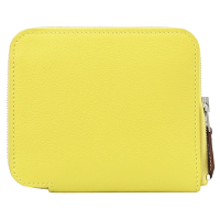 HERMES 愛馬仕 Silk In Compact Evercolor 拉鍊絲巾短夾(黃/橘)