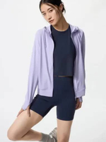 UNIQLO AIRism Jaket Mesh Hoodie wanita Proteksi Sinar UV Protection Full Zip PURPLE XL