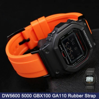 Casio Modified Series Silicone Watch Strap For Casio Small Cube DW5600 DW5000 GBX100 GA110 Sports waterproof Rubber Black Strap