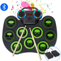 Portable Hand Rolled Electronic Drums Hand Rolled Electronic Drums Flash Light Bluetooth Drums Built-in Lithium Battery with S