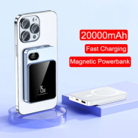 20000mAh Magnetic Wireless Charger Power Bank for iPhone 15 14 Portable Fast Charging Mini Powerbank For Samsung Xiaomi Huawei