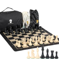 Portable Adult Kids Chess Set Game Large Weighted Templar Double Queen Chess Pieces with Chessboard