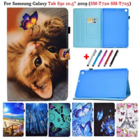 Tablet Case for Samsung Galaxy Tab S5e 10.5 2019 SM-T720 SM-T725 Funda Animal Painted Stand Shell for Samsung S5e S5 e Cover
