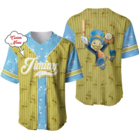 Disney Jiminy Cricket Baseball Jersey Men Women Casual Sweatshirt Custom Name Disney Baseball Jersey Summer Short Sleeve Shirt
