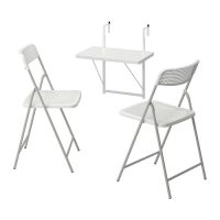 TORPARÖ 戶外餐桌椅組, 白色/白色/灰色, 50 公分