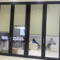 Factory Supply Soundproof Glass Bi-Fold Aluminum Bi Folding Accordion Bifold Door
