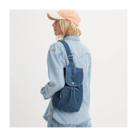 【LEVIS 官方旗艦】男女同款 簡約斜背丹寧水桶包 / 經典鈕扣細節 熱賣單品 D7957-0003