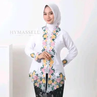 Kebaya Encim Bordir Warna Motif Bunga Lengan Panjang Bahan Katun ukuran kebaya L abu