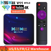 H96 Max V11 Android 11.0 Smart TV Box UHD 4K Media Player RK3318 4GB/64GB 2.4G/5G Dual-band WiFi BT4.0 100M LAN VP9 H.265 TV Box
