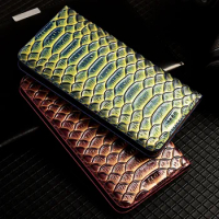 Snake Texture Genuine Leather Case For Samsung Galaxy A12 A22 A32 A42 A52 A52S A72 4G 5G 3D Business Phone Cover Cases