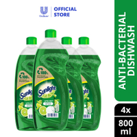 Sunlight dishwashing liquid lime (800ml x 4)