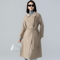 【巴黎精品】羊毛大衣毛呢外套-繫帶加厚保暖長版女外套4色a1dg17