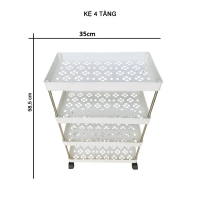 Kệ để đồ nhà bếp 4 tầng có bánh xe, Kệ đa năng 4 tầng bánh xe di chuyển,Kệ đựng đồ đa năng 4 tầng có
