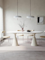 奶油風巖板法式餐桌家用網紅餐桌椅小戶型長方形圣杯餐桌吃飯桌子