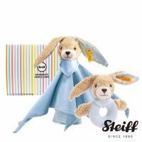 STEIFF Hoppel Rabbit 有機棉甜心兔 寶寶彌月禮盒 安撫巾&amp;手搖鈴