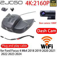 ZJCGO 4K Car DVR Dash Cam Wifi Front Rear Camera 24h Monitor for Ford Focus 4 Mk4 2018 2019 2020 2021 2022 2023 2024