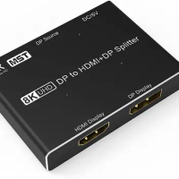 CableDeconn DisplayPort HDMI Splitter 8K MST SST 1In 2Out Directional DP 1.4 8K@30Hz 4K@120Hz Converter Switch