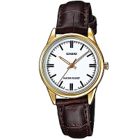 CASIO 經典復羅馬指針皮帶錶(LTP-V005GL-7A)白面X金框/28.2mm