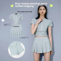 Swimming Suit Wanita Korea Style Baju Renang Wanita Kualitas Bagus Rok Celana Safety, Bahan Cepat Ke