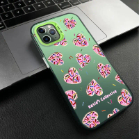 เคส iPhone 11 PRO ดีไซน์หัวใจ เคสโทรศัพท์ฝ้าแบบบางเฉียบ โปร่งแสง เคส