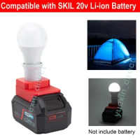 LED Work Light E27 Bulbs For SKIL 20V Li-ion Battery Portable Cordless Indoor And Outdoors Emergency Lamp Powered