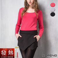 (超值2件組)(女)日本素材發熱衣 速暖 長袖U領衫-點點款 長袖T恤 MORINO摩力諾 衛生衣