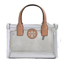 【TORY BURCH】TB Ella PVC透明迷你手提斜背托特包(透明/贈原廠防塵袋紙袋母親節送禮)