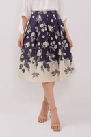 MINIMAL - Arsyana - Rok Katun Motif Bunga - Dark Navy XXL Navy_Dark