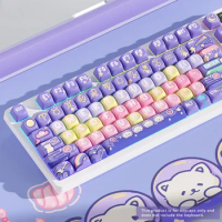ECHOME Cat Keycaps Set Candy Planet 128 Keys CSO Profile PBT Keyboard Cap Gaming Key Caps for Mechanical Keyboard Accessories