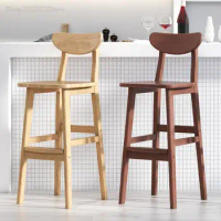 High Stool Home Chair Bar Stool Solid Wood Bar Chair Light Luxury Bar Table Chair Modern Simple High Stool Bar Chair