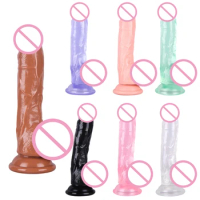 Realistic Dildo with Suction Cup Masturbating Sex Toy for Adult Lesbian Women
