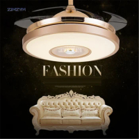 42 inch Modern Invisible Fan lights Acrylic Leaf Led Ceiling Fans 110v-220v Wireless remote control ceiling fan light 42-YX0098