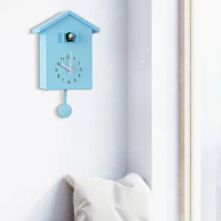 Living room children's Cuckoo Clock, cuckoo bird out of the window, Alarm Clock, Bird Moving hour clock, Silent Design