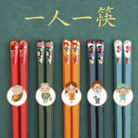 【一家人】日式吉祥圖騰合金筷子 5對混合裝(家庭料理 一人一雙 健康分餐 耐高溫高硬度不易斷裂 六角形)