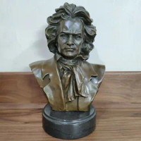 31cm Bronze Sculpture Ludwig Van Beethoven Bust Statue Famous Germany Musician Art Home Decoration Collection